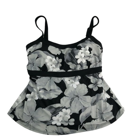 Beach Belle Other - Beach Belle Casablanca swimwear top size 14 Black and Gray Floral NWT